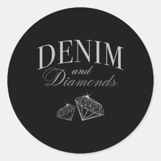 Sticker Rond Denim Et Diamants Glam Cowgirl Party
