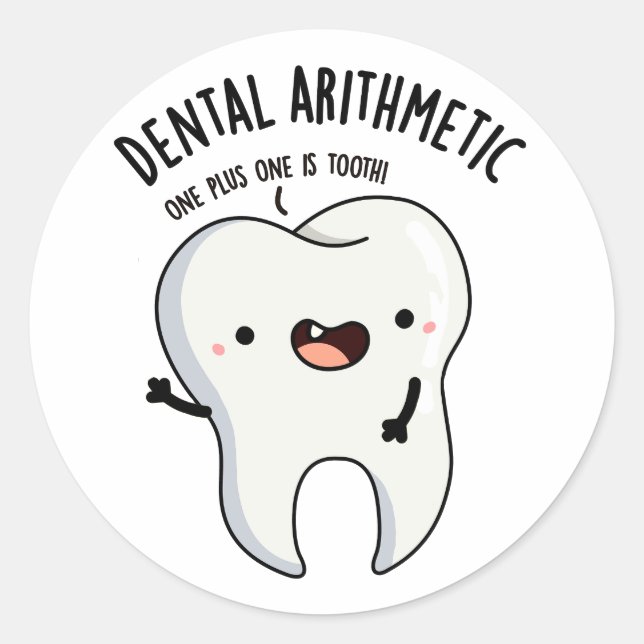 Sticker Rond Dental Arithmétique Funky Douille dentaire (Devant)