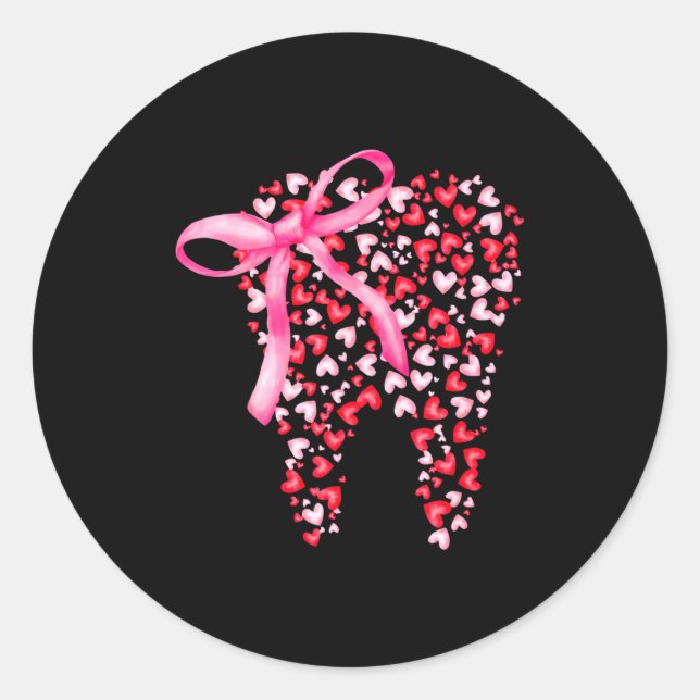 Sticker Rond Dental Squad Valentines Cute Heart Teeth Dental Hy (Devant)
