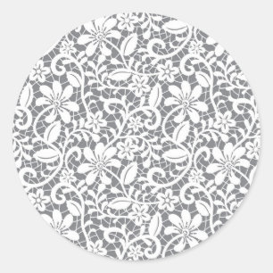 Sticker Rond Dentelle blanche 1
