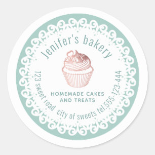 Sticker Rond Dentelle de dentelle cupcakes et gâteries maison