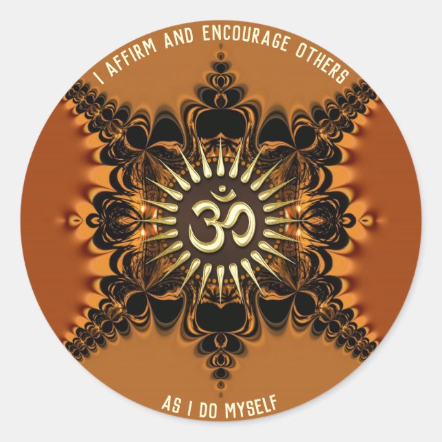 Sticker Rond Dentelle dorée OM OM Affirmations spirituelles (Devant)