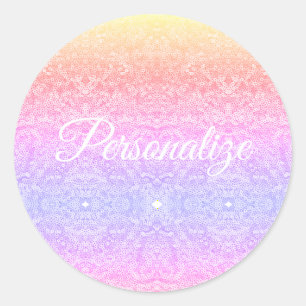 Sticker Rond Dentelle séquentielle dégradé motif or rose violet