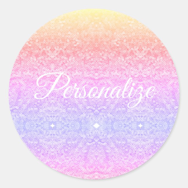 Sticker Rond Dentelle séquentielle dégradé motif or rose violet (Devant)