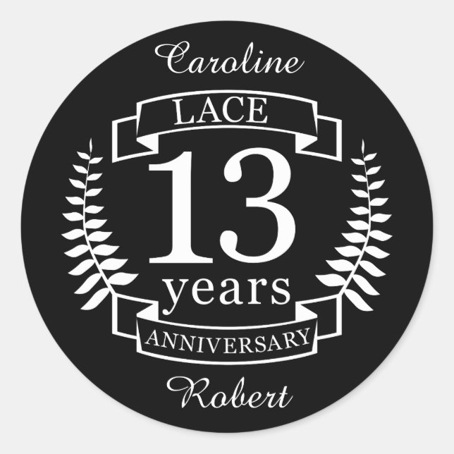 Sticker Rond Dentelle Traditionnelle mariage 13 ans (Devant)