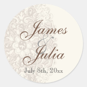 Sticker Rond Dentelle vintage - Sceau Mariage