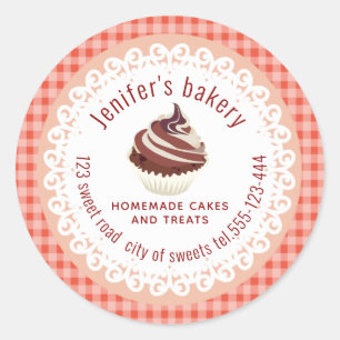 Sticker Rond Dentelles servies en dentelle fait maison cupcakes