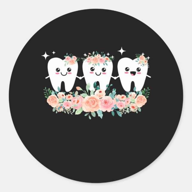 Sticker Rond Dentiste Dental Assistant Oral Hygiéniste Dent (Devant)