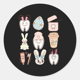 Sticker Rond Dentiste Dentiste Dentiste Dentaire de Pâques Ea
