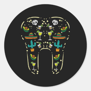 Sticker Rond Dentiste Mexique Cinco De Mayo Indépendance mexica