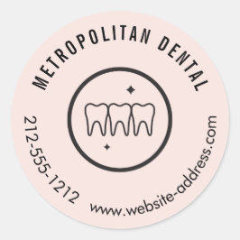 Sticker Rond Dentiste moderne dents Logo noir rose