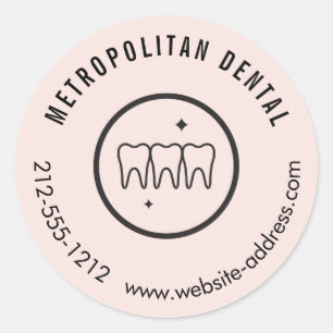 Sticker Rond Dentiste moderne dents Logo noir rose