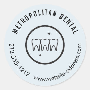 Sticker Rond Dentiste moderne Dents Noir Logo Bleu