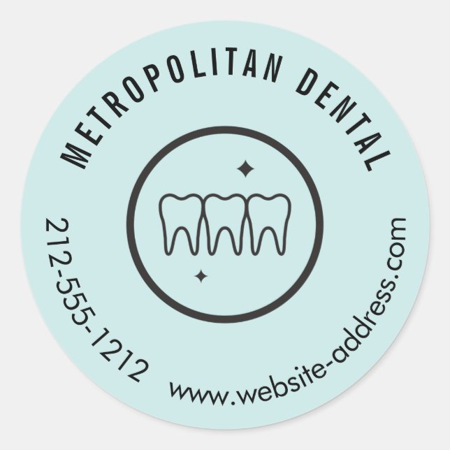 Sticker Rond Dentiste moderne dents Noir logo Mint (Devant)
