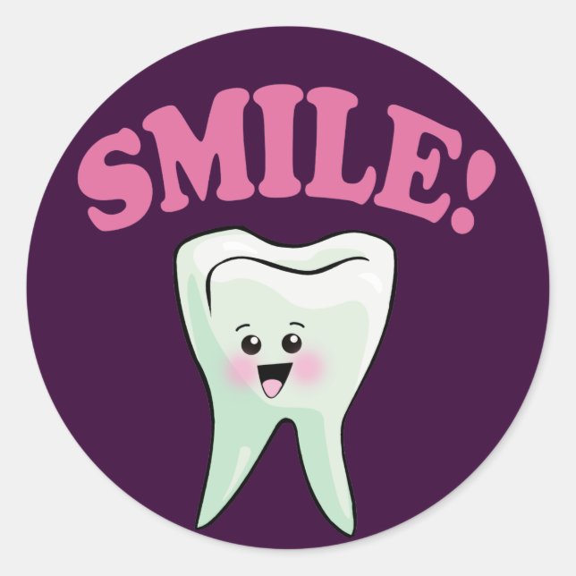 Sticker Rond Dentisterie amusante (Devant)