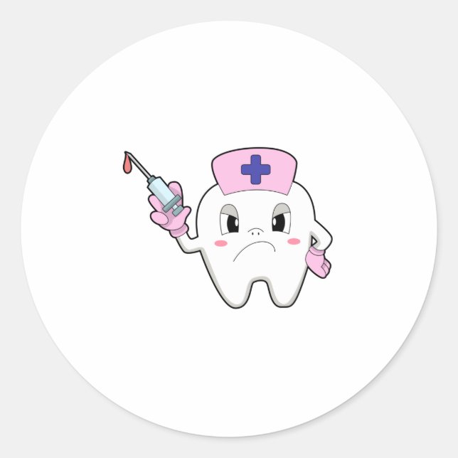 Sticker Rond Dents comme infirmière avec seringue.PNG (Devant)