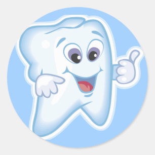 Sticker Rond Dents heureux en santé