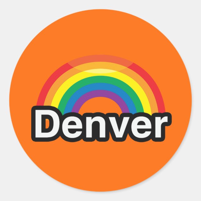 STICKER ROND DENVER LGBT PRIDE RAINBOW (Devant)