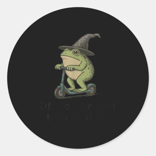 Sticker Rond Départ Pour Engager Tom Foolery Frog, Drôle Whimsi (Devant)
