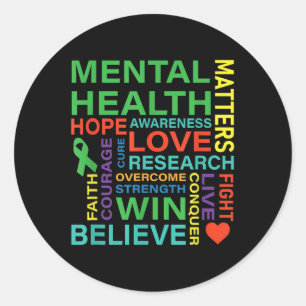 Sticker Rond Dépression de la sensibilisation à la santé mental