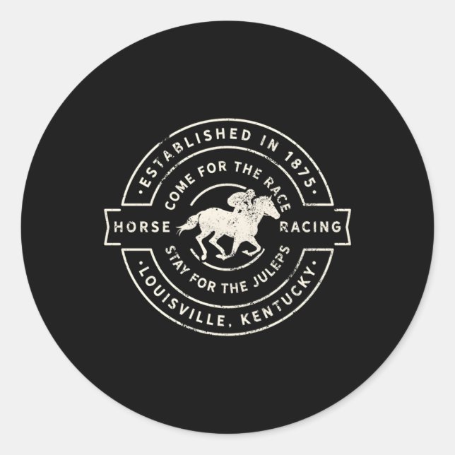 Sticker Rond Derby Day Kentucky Horse Racing Et Jus De Monnaie (Devant)