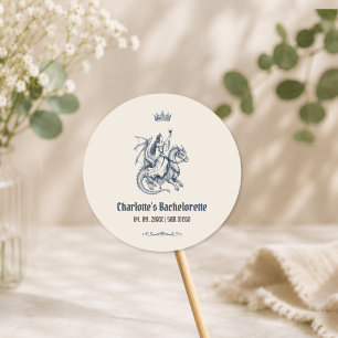 Sticker Rond Dernier Chevalier Sorti Cadeau de Fête de Bachelor