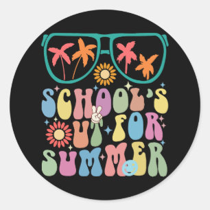 Sticker Rond Dernier jour d'école Groovy Les cours sont terminé