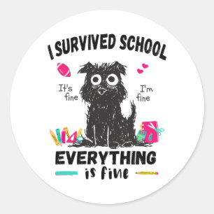 Sticker Rond Dernier jour d'école, j'ai survécu à l'école