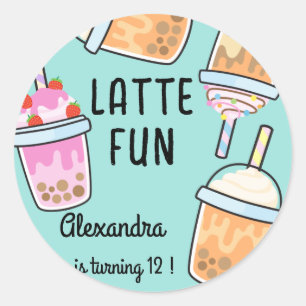 Sticker Rond Dernier plaisir café bobba thé anniversaire