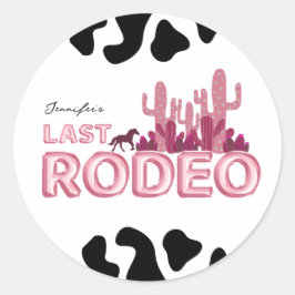 Sticker Rond Dernier rodéo ballon police et impression vache