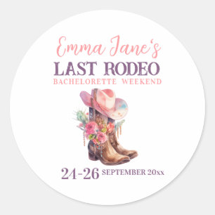 Sticker Rond Dernière Cowgirl Rodeo Rose Enterrement de Vie de 