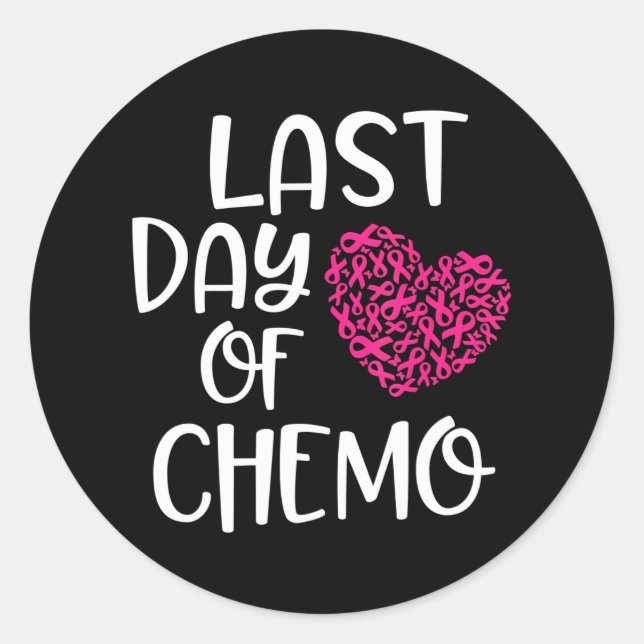 Sticker Rond Dernière journée de Chemo Cancer du sein Survivant (Devant)