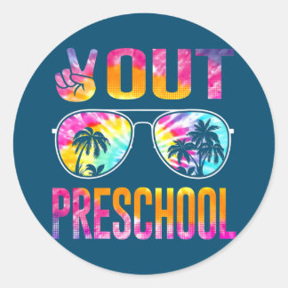 Sticker Rond Dernière journée de l'école Paix dehors Enseignant