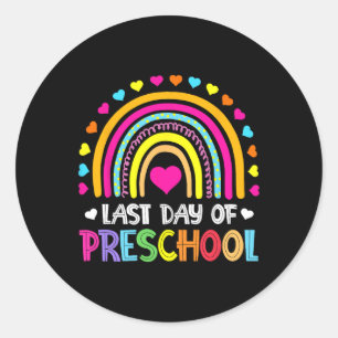 Sticker Rond Dernière Journée De L'École Préscolaire Rainbow Gr