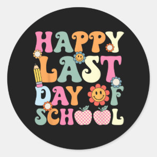 Sticker Rond Dernière Journée De L'École Super Enseignant Diplô