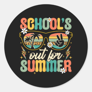 Sticker Rond Dernière journée d'école dehors pour les garçons d
