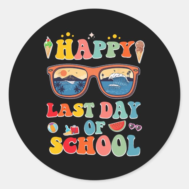 Sticker Rond Dernière Journée D'École Pour Enfants (Devant)