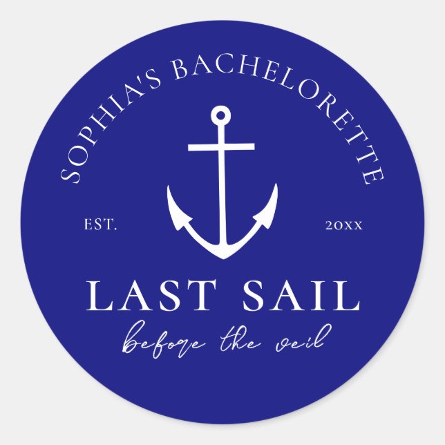 Sticker Rond Dernière Voile Avant La Veilée de Mariage Bleu (Devant)
