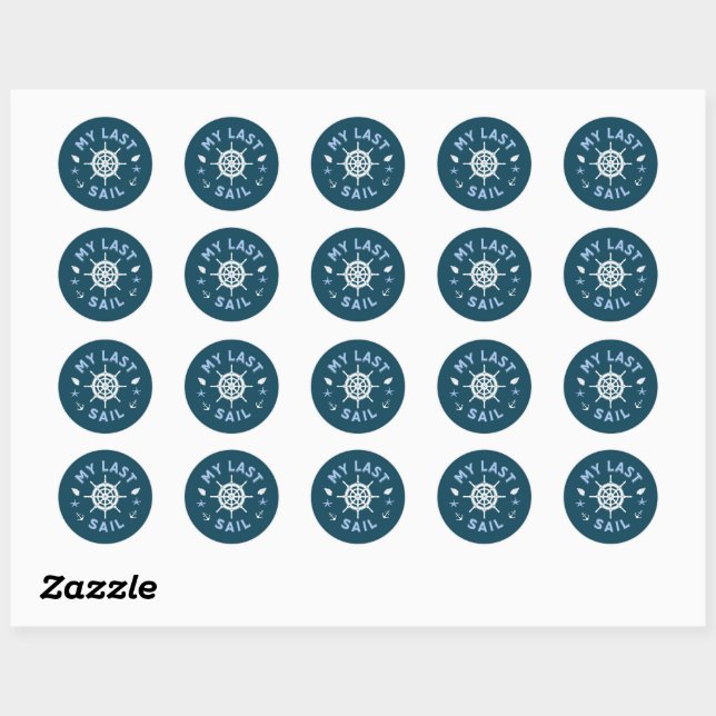 Sticker Rond dernière voile nautique marine enterrement de vie  (Feuille)