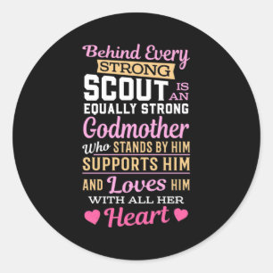 Sticker Rond Derrière Le Scout Se Trouve Une Vierge Forte
