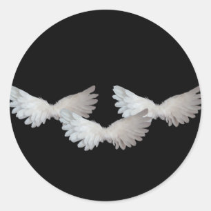 Sticker rond des ailes blanches