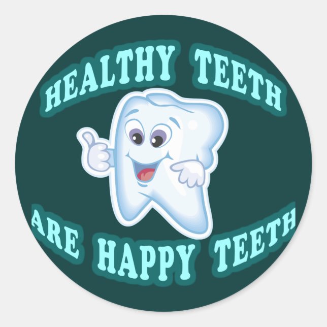 Sticker Rond Des dents saines sont des dents heureuses (Devant)