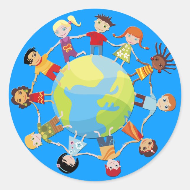 Sticker Rond Des enfants pour la paix mondiale (Devant)