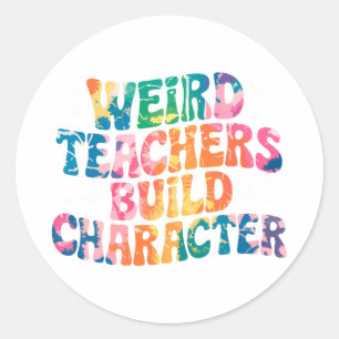 Sticker Rond Des enseignants bizarres construisent le caractère