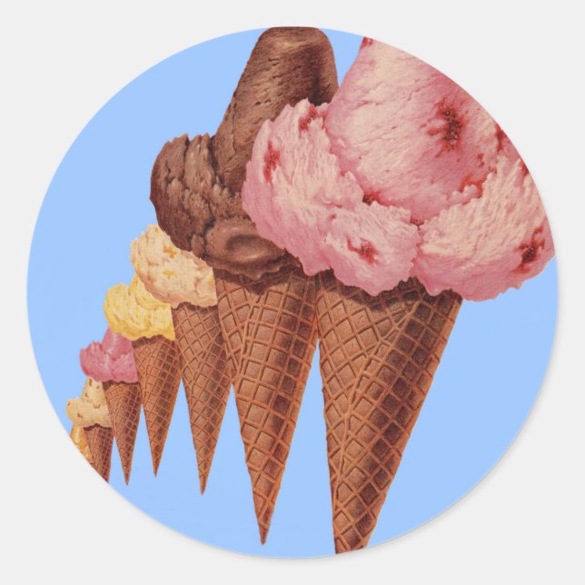 Sticker Rond des générations de cônes de crème glacée (Devant)
