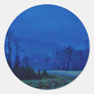 Sticker Rond Des lumières scintillantes dans un Blue Mountain M