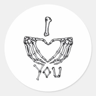 Sticker Rond Des Mains De Squelette Qui Font Un Coeur