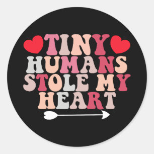 Sticker Rond Des minuscules humains m'ont volé le coeur Enseign