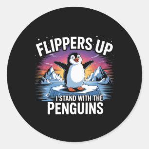 Sticker Rond Des Palmes En Haut Je Me Trouve Avec Les Pingouins