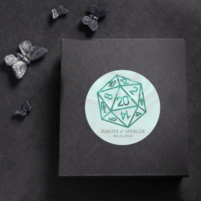 Sticker Rond Dés RPG | Joueur de Tabletop Emerald Fantasy Perso (Créateur téléchargé)